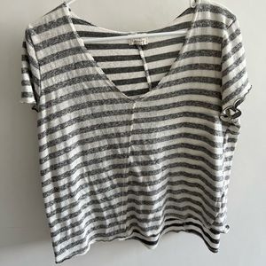 Womens Grey & White Striped Tee